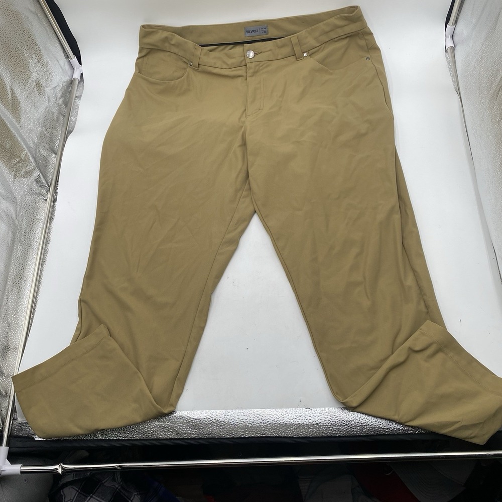 VRST Pants Mens 38x30 Khaki Tan Chino Straight Performance Flat Front Stretch